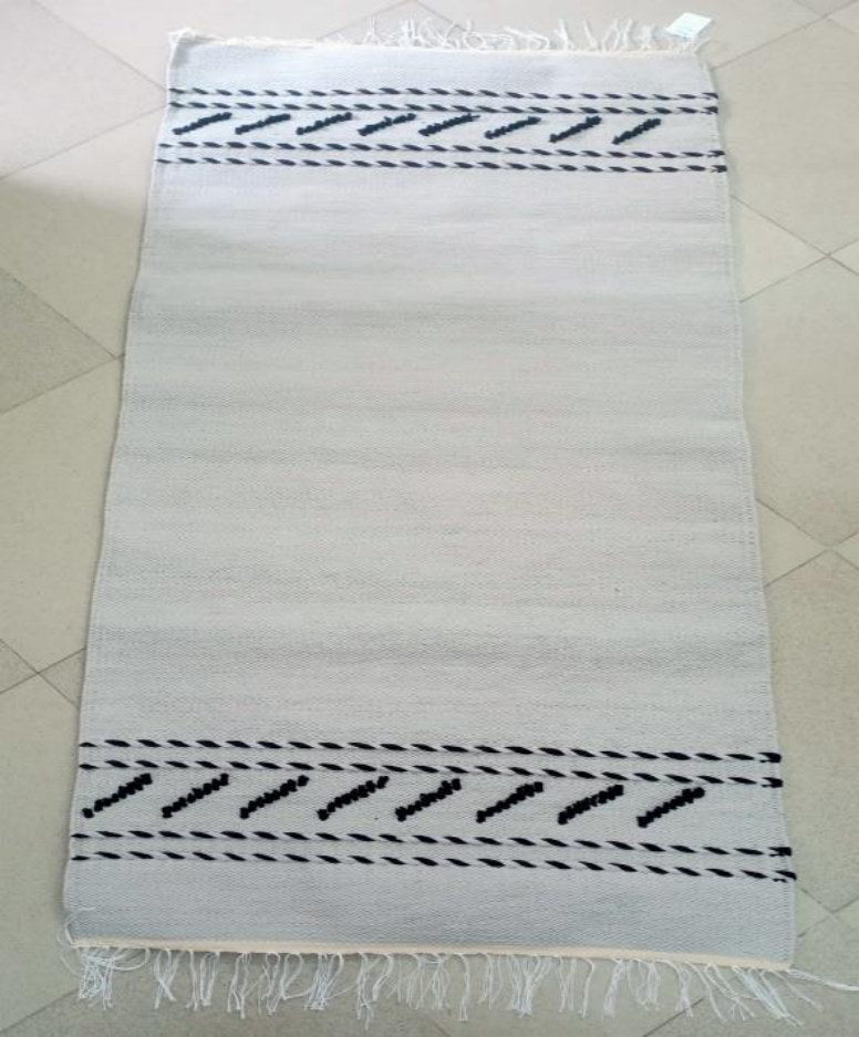 Handwoven Kilim – Grey with Black Pattern