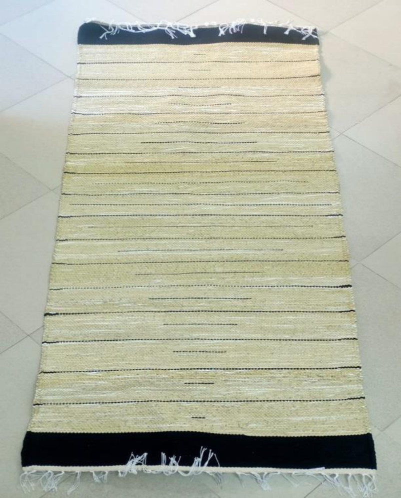 Handwoven Kilim – Cream & Black Stripe