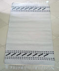 Handwoven Kilim – Grey with Black Pattern
