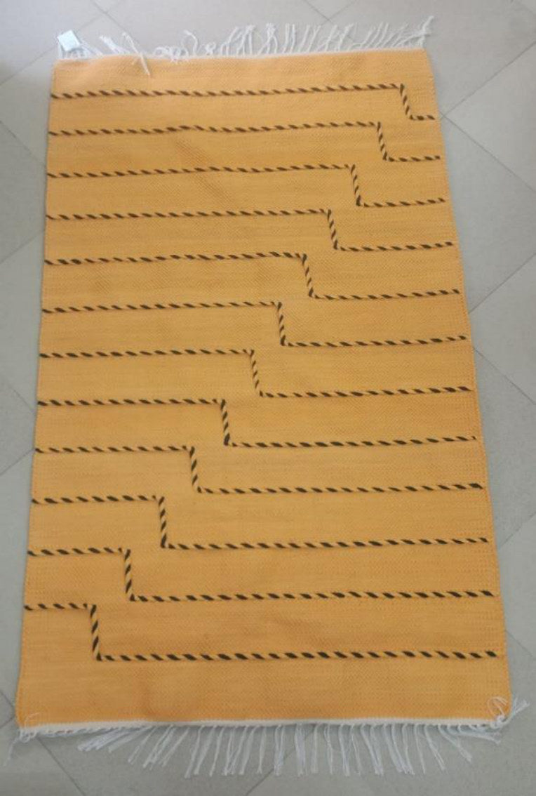Handwoven Kilim – Ochre Step Pattern