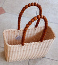 Wicker Bag with Wooden Bead Handles